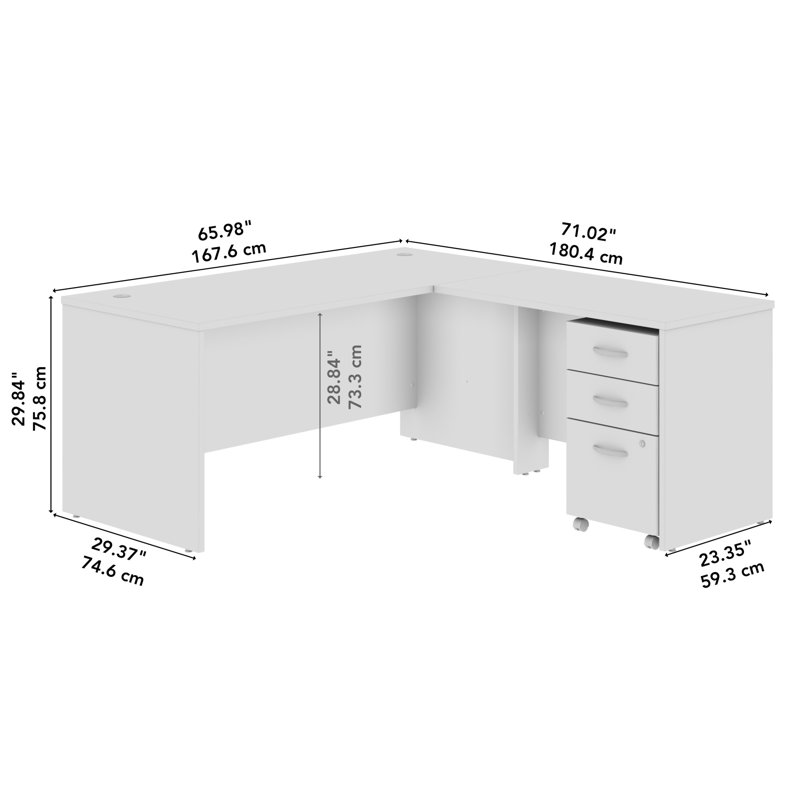Bureau d'appoint Series C, H 29,84 po x l 65,98 po x P 71,02 po