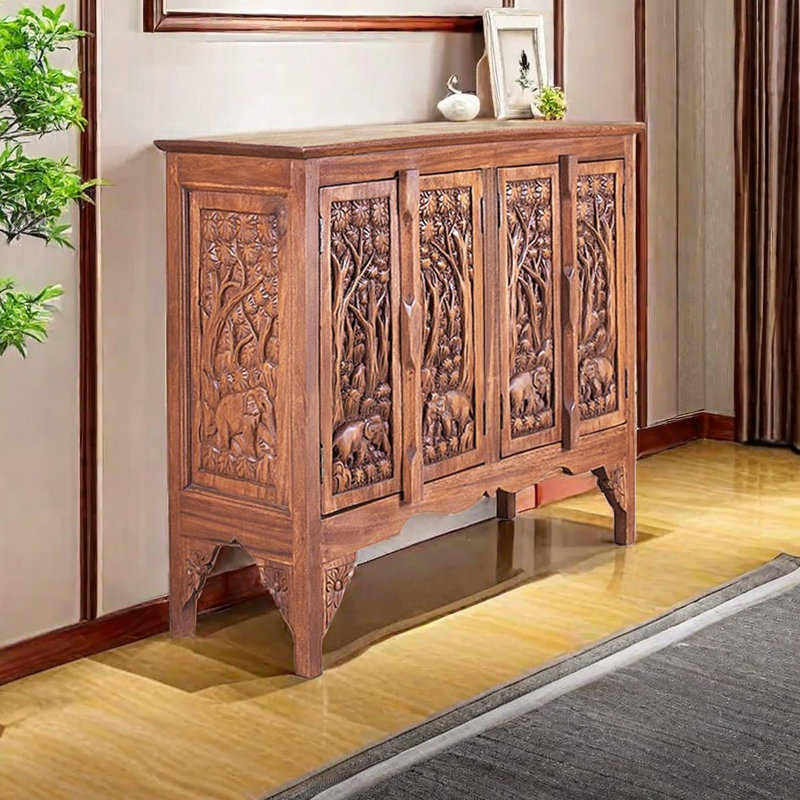 Armoire à chaussures d'entrée en bois massif de style thaïlandais