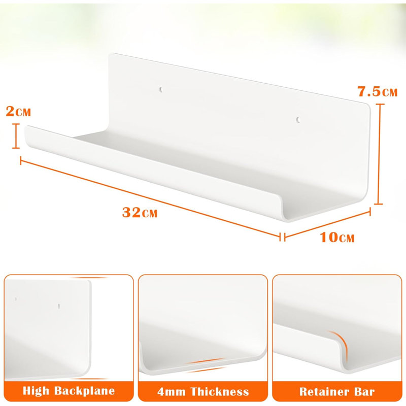 Raian 4 Piece Floating Shelf, White