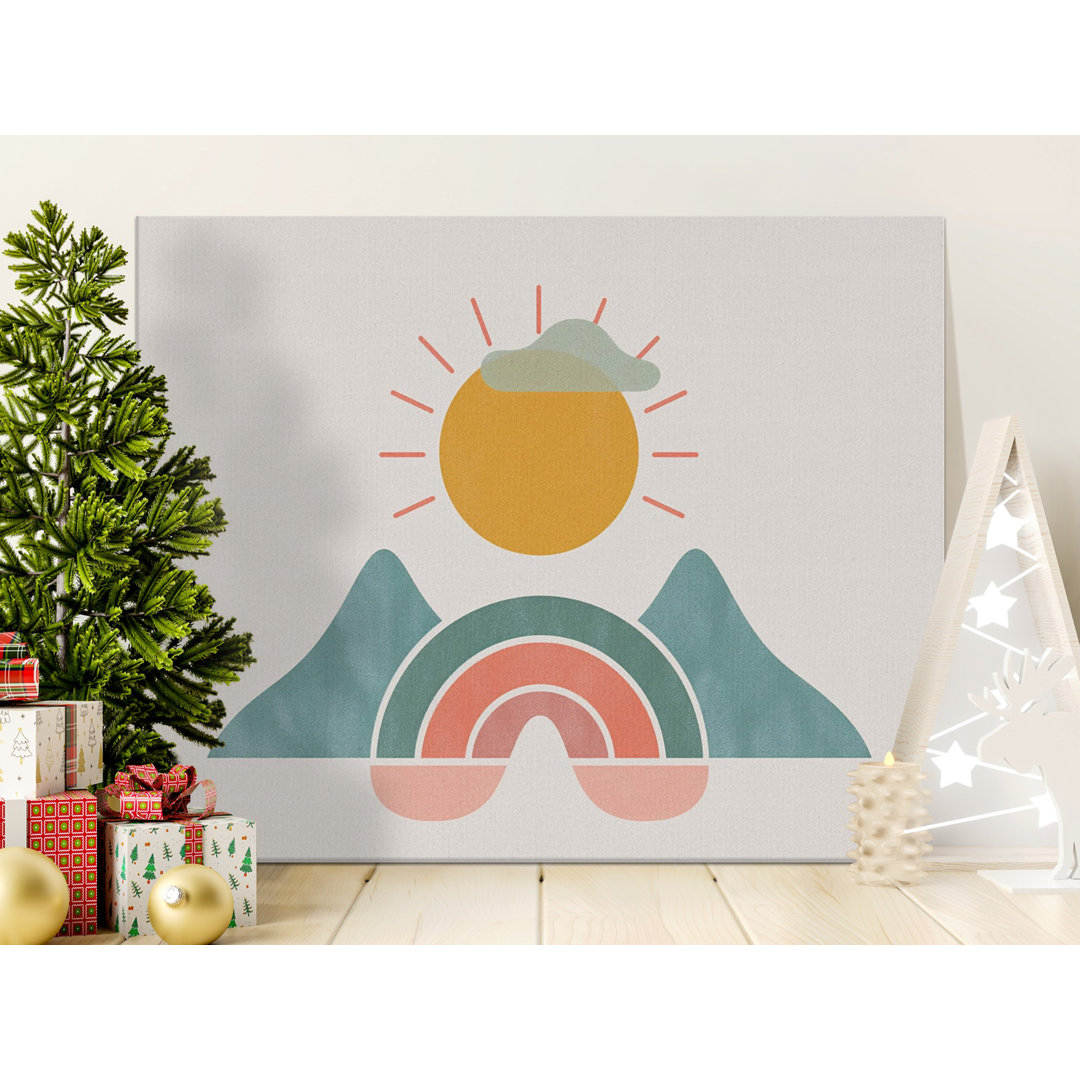 Abstract Mountain Canvas Wall Art, Boho Rainbow Print, Modern Minimalist Decor, Ready to Hang Canvas, Gallery Wrapped, Archival Quality