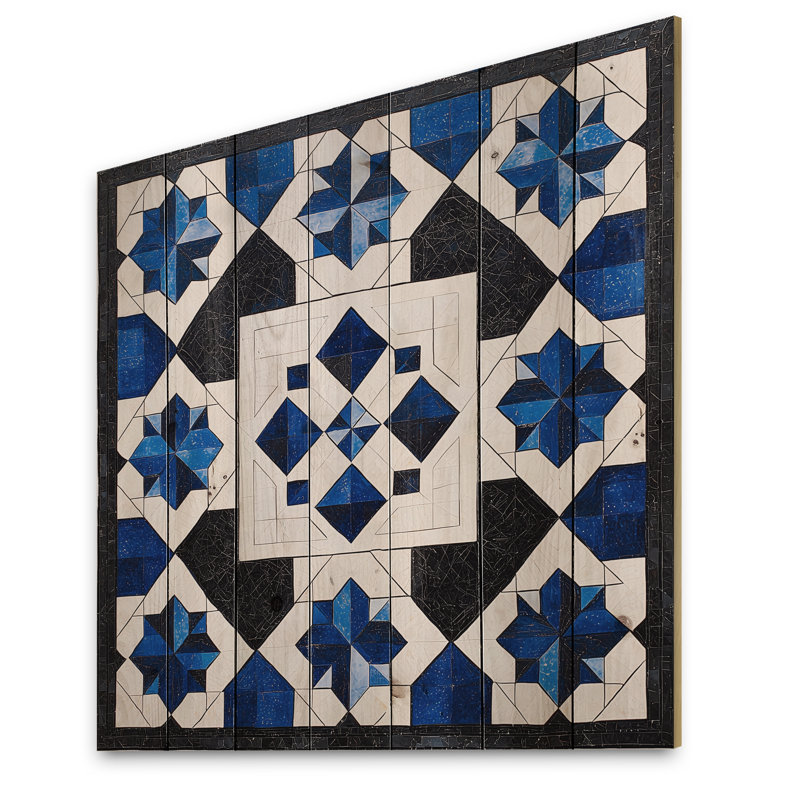 Carreaux de l'Islam, Fès, Maroc I - décoration murale en bois sur bois de pin naturel, H 15 po x l 15 po