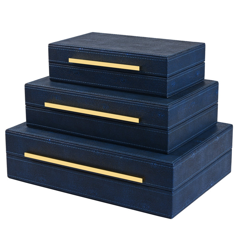 Ensemble de boîtes décoratives 3 pièces Milarain, Bleu marine
