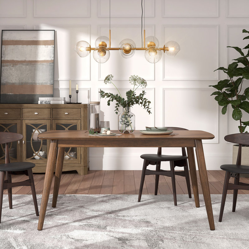 Table de salle à manger rectangulaire avec pieds fuselés l 59,06 po Gallman, L 59,06 po x l 35,44 po, Walnut