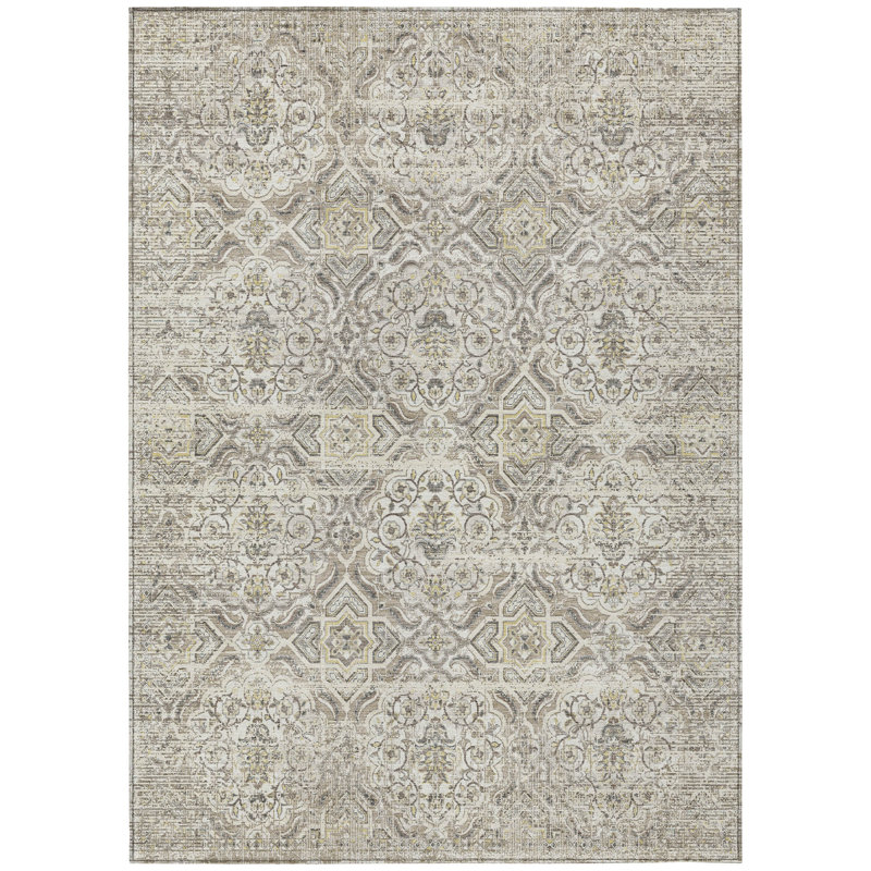 Machine Washable Indoor/Outdoor Chantille ACN2706 Global Rug, Ivory, 10' x 14'