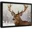 «Black Bucks in the Snow», reproduction d'art encadrée noire-1201516097