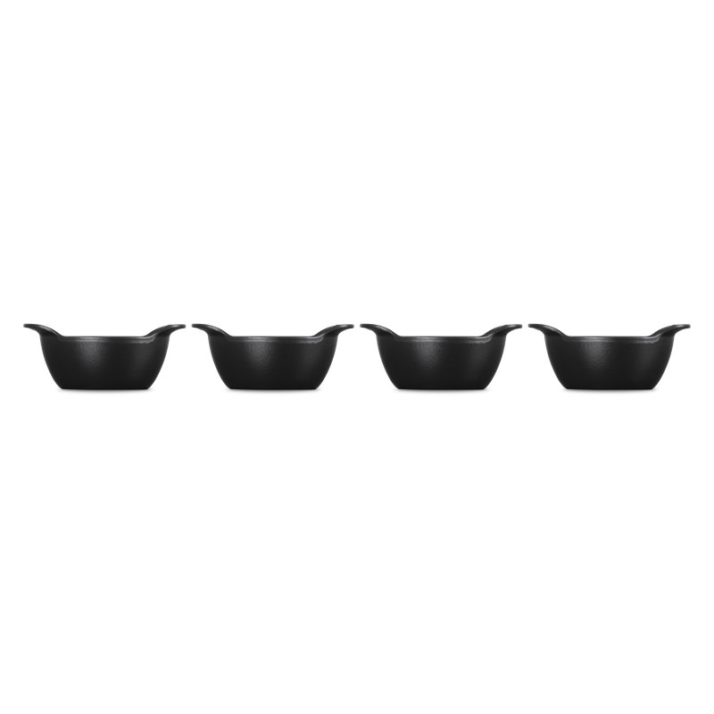 Le Creuset Enameled Cast Iron Set Of 4 Mini Round Cocottes, 1/3 Qt. Each, Matte Black
