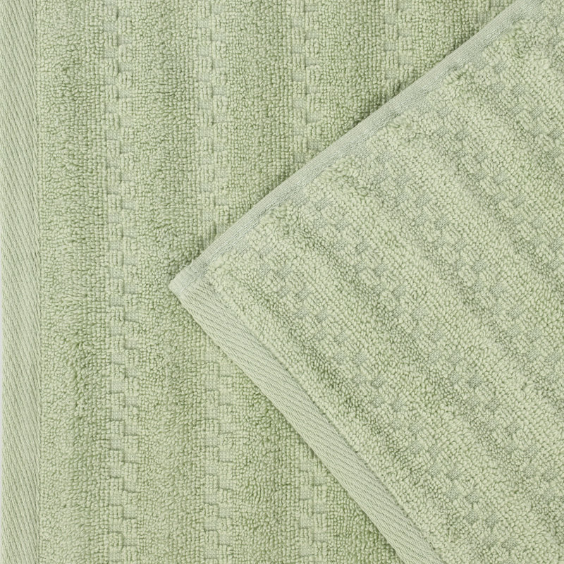Zuma Zero Twist Cotton Medium Weight Soft Absorbent 6 Piece Towel Set, Green