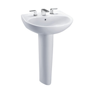 Supreme Vitreous China U-Shaped Pedestal Bathroom Sink with Overflow