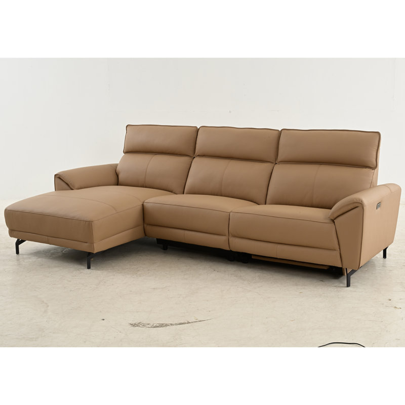 Canapé modulaire surdimensionné avec méridienne Houston, Orienté à gauche (vu de face), Cuir fleur brun clair