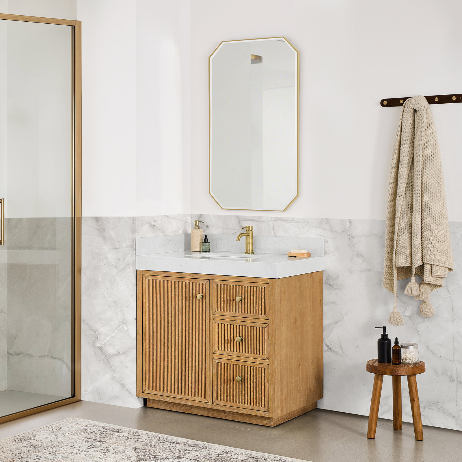 Thea 36" Single Bathroom Vanity, Fir Wood Brown