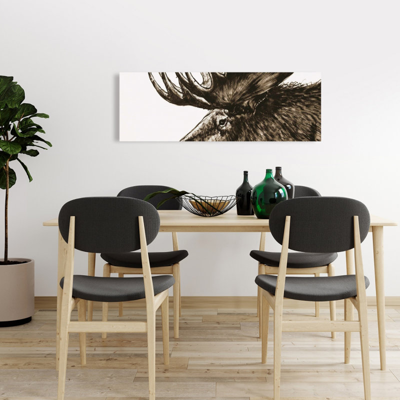 Toile sépia orignal et panache | Décoration de chevreuil animaux bruns