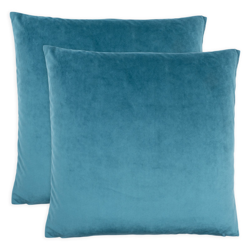 Housse de coussin en velours, Sarcelle, H 16 po x l 16 po