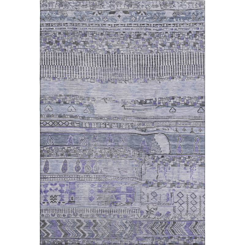 Premium Machine Washable Ashington AMF1835 Stripes Rug, Rectangle 8' x 10'