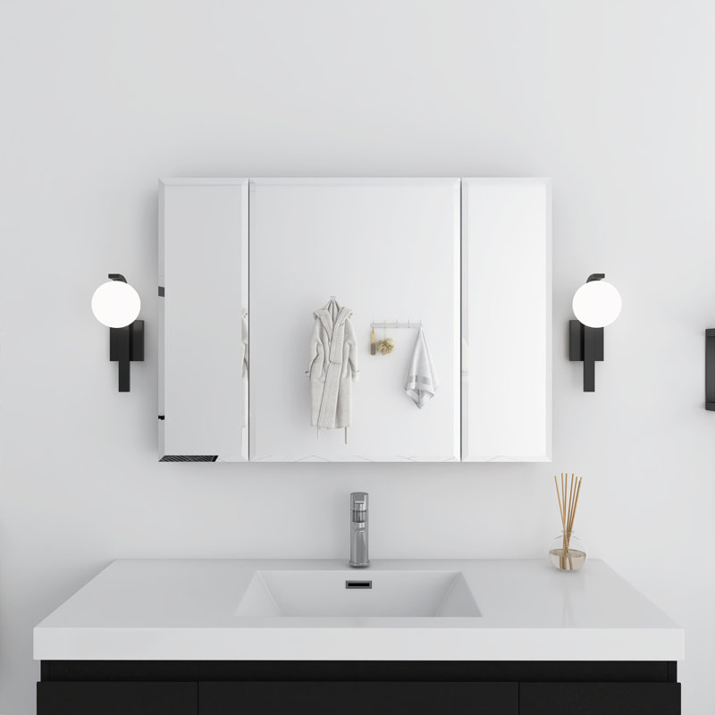 Ariam 36'' W 26'' H Frameless Medicine Cabinet Mirror Adjustable