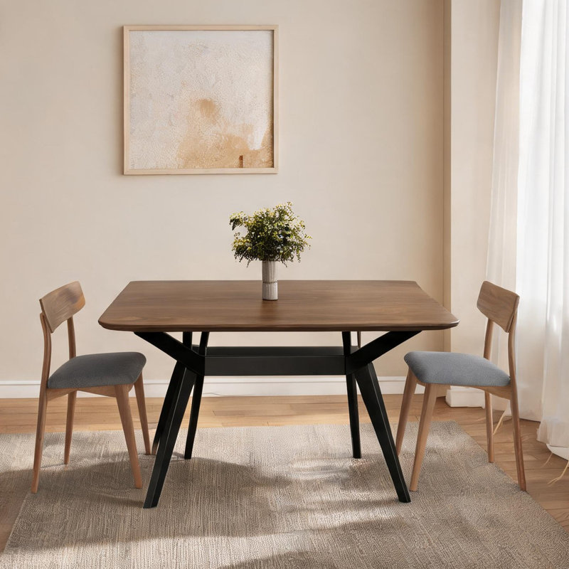 Table de salle à manger pour la cuisine ou la salle à manger, finition noyer foncé de couleur noire, rectangulaire de 59 pouces, pour 4 à 6 personnes