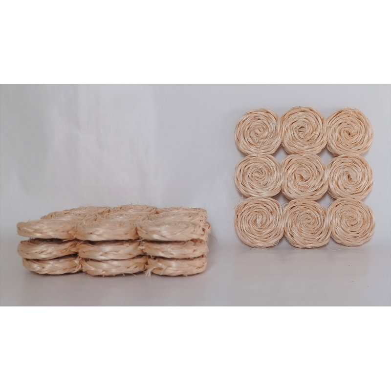 Square 4 Piece Coaster Set, Natural
