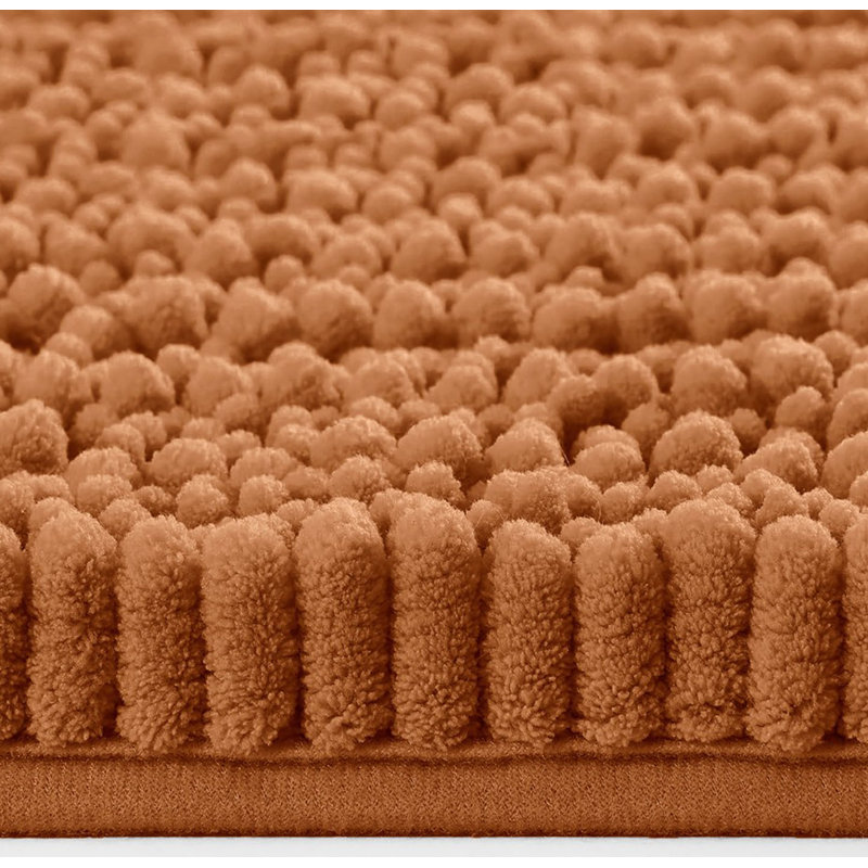Ensemble de 2 tapis de salle de bain en chenille moelleux et moelleux orange