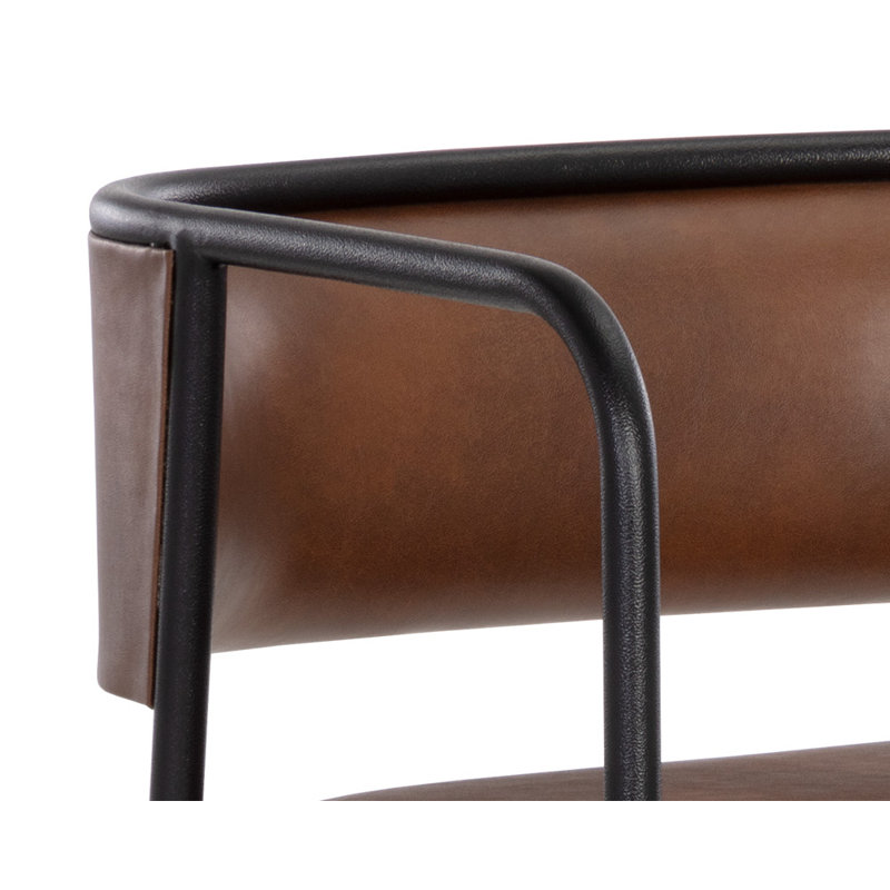 Brenan Upholstered Stool with Metal Frame, Bar Stool (29.5” Seat Height), Brown