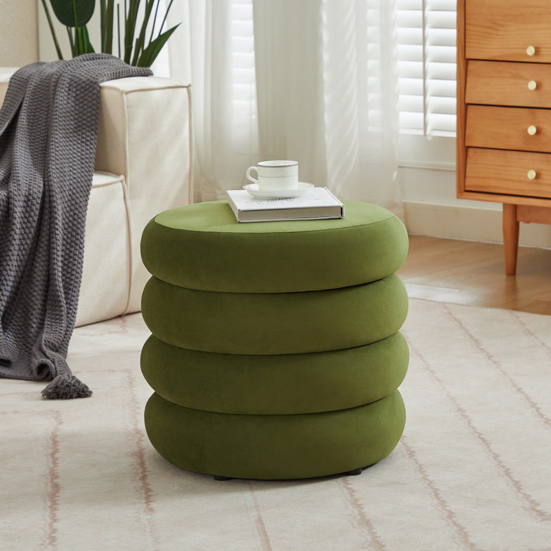 Leiani 51.1cm Wide Tufted Standard Ottoman, Green Velvet