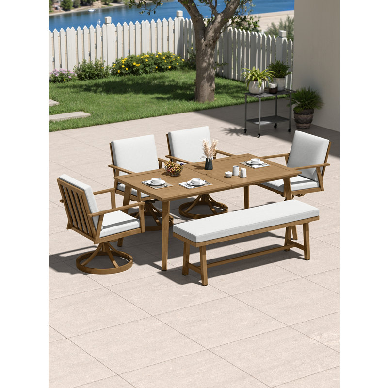 Ensemble repas 6 pièces Seehill, 6 Pieces: Table, Bench, 4 Swivel Chairs