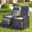 Double extérieur gris avec bois, repose-pieds réglable et fauteuil de patio toutes saisons, tissu, protection convenant au porche-673773226
