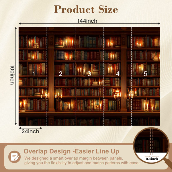Red Barrel Studio Book Shelf Peel and Stick Wallpaper Cozy Library ...