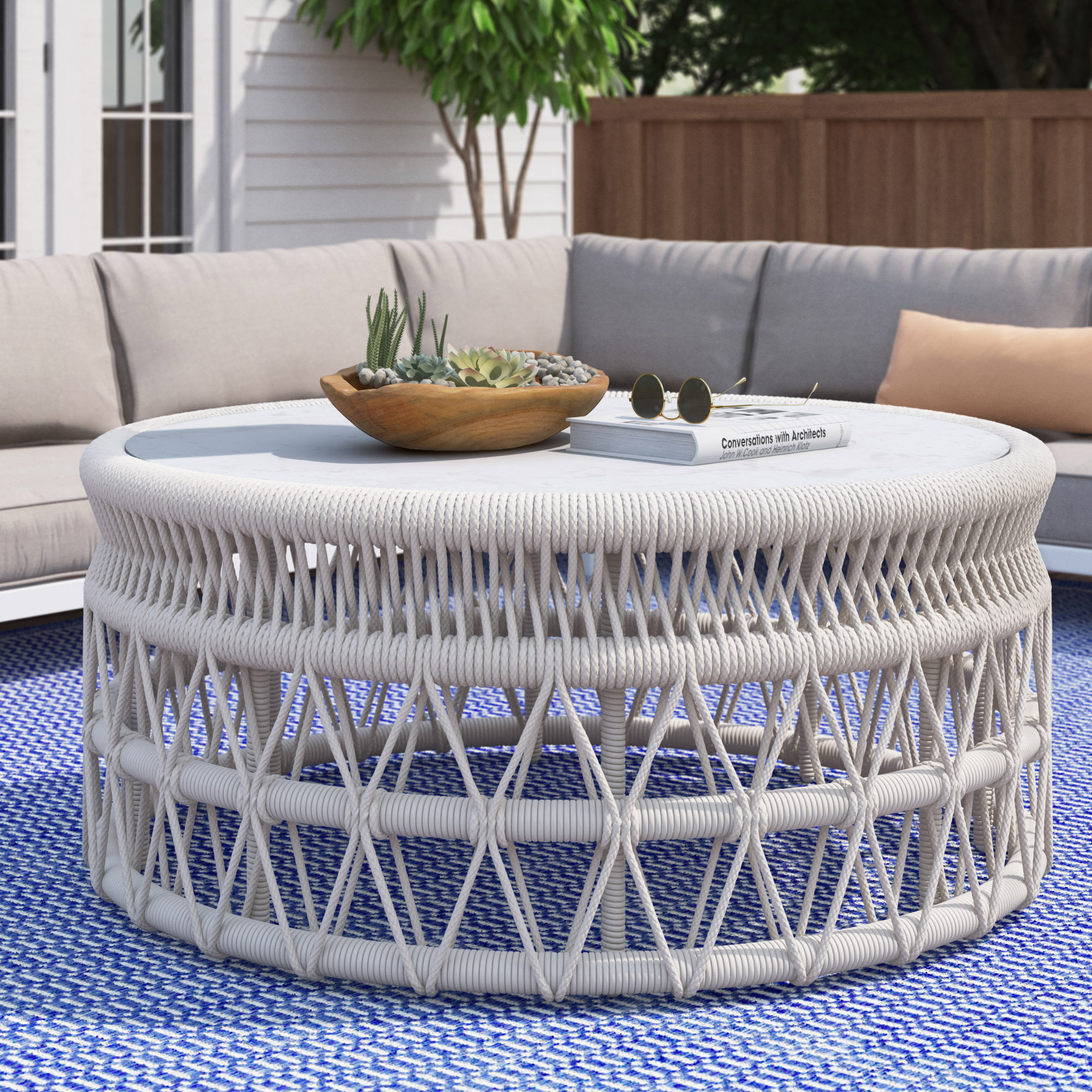 Wilkins 41.34'' Stone Outdoor Coffee Table