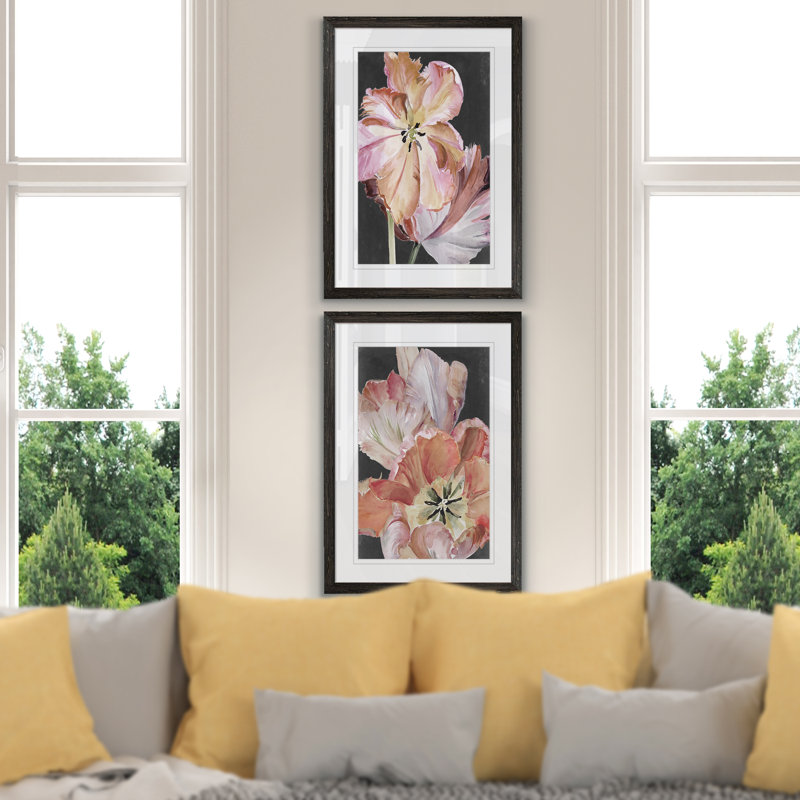 « pastel perroquet tulipes i » par vincent van gogh-2 pièces, ensemble de 2 reproductions d’art sur image, Blanc
