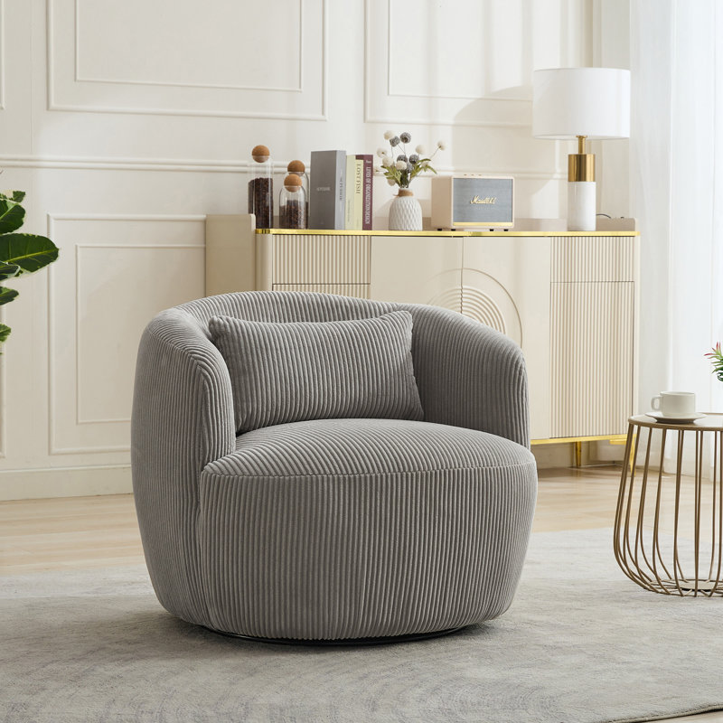 Fauteuil demi-tonneau pivotant l 34,23 po, Polyester gris anthracite