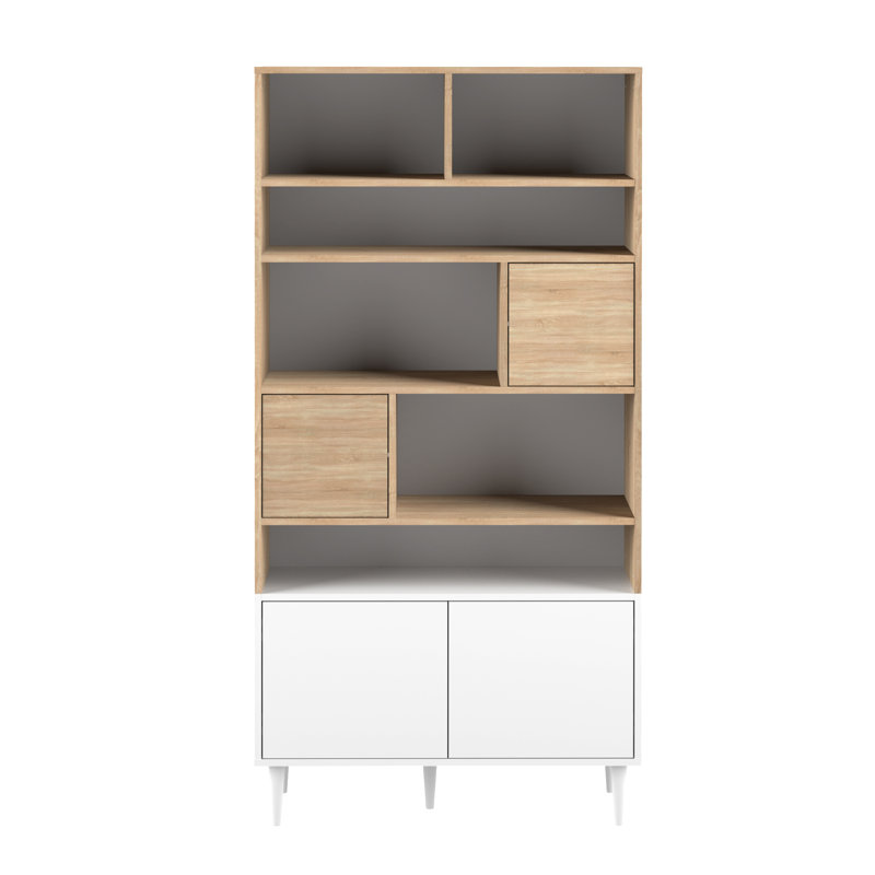 Korsen 180cm H x 89.5cm W Standard Bookcase, Oak/White