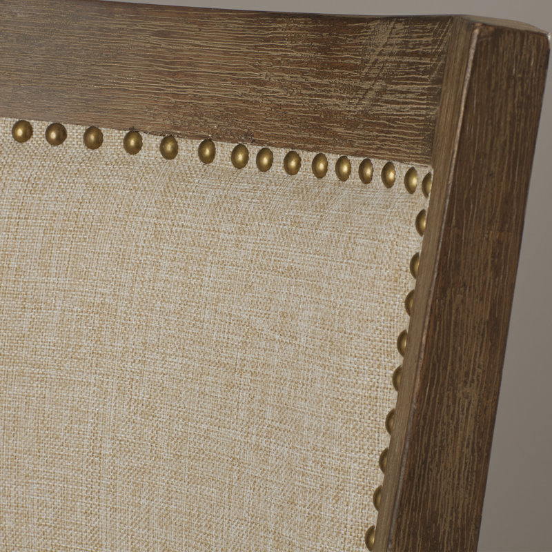 Tabouret de bar et de comptoir pivotant rembourré Falken, Bois de grève brossé à la brosse métallique et, Gris