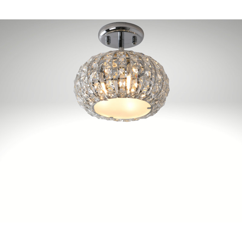 Baryte Glass Semi Flush Mount, Chrome