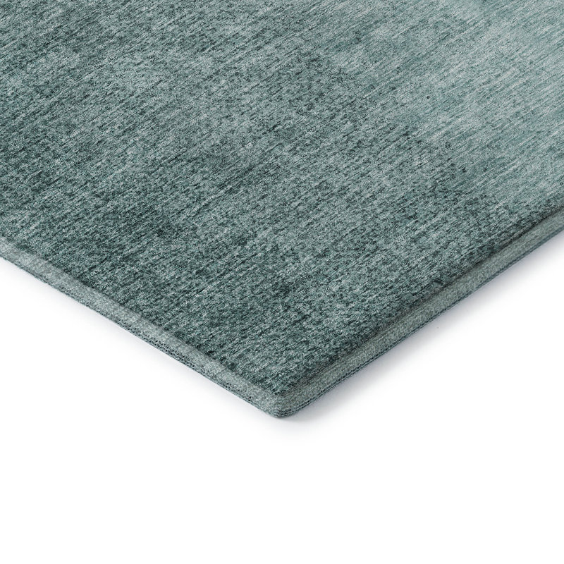 Premium Machine Washable Prisco Teal Rug, Rectangle 1'8" x 2'6"