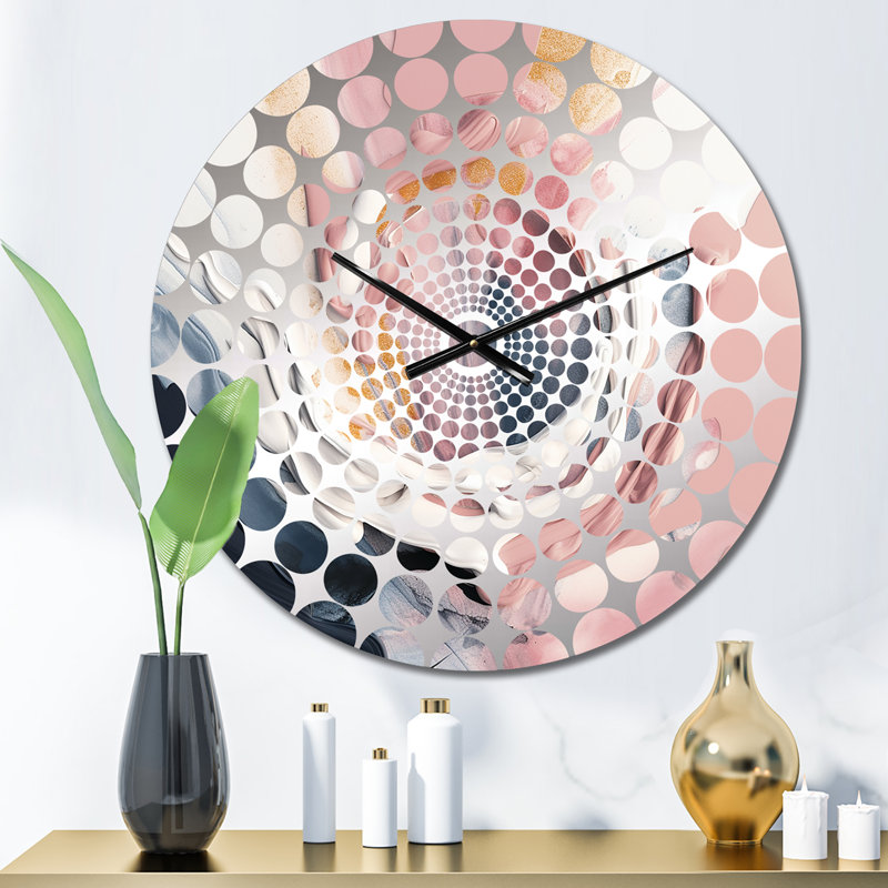 Horloge murale abstraite rose et bleue «Beauty in Marble Art III», Médium