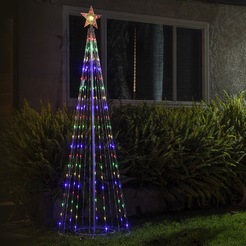 Artificial Christmas Tree with 300 Multi-Colored LED Lights,, 86" H x 28" W x 28" D