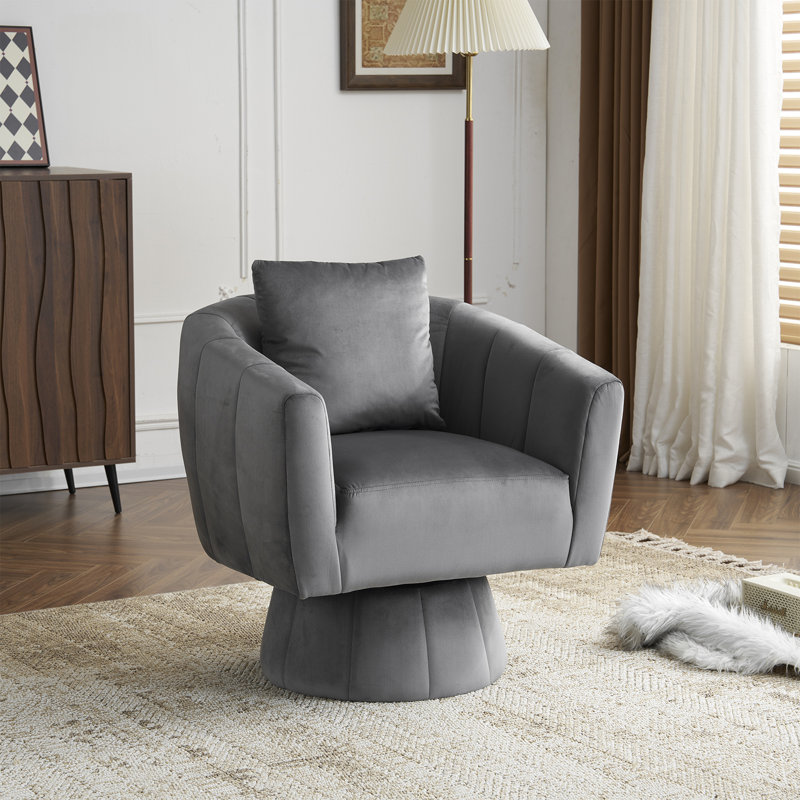 Velvet Swivel Chair, Gray Velvet