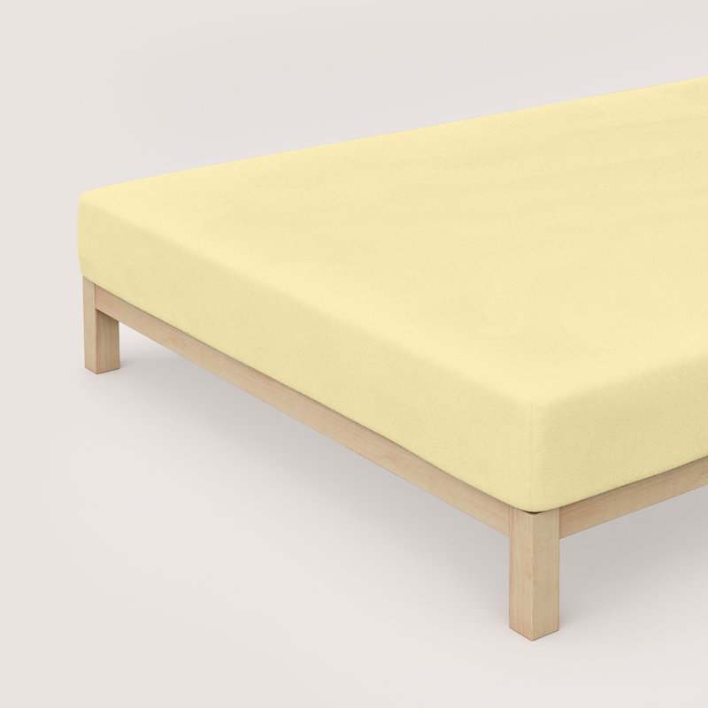 Frotee-Stretch Cotton Blend Fitted Sheet, 140-160cm x 200cm, Chamomile