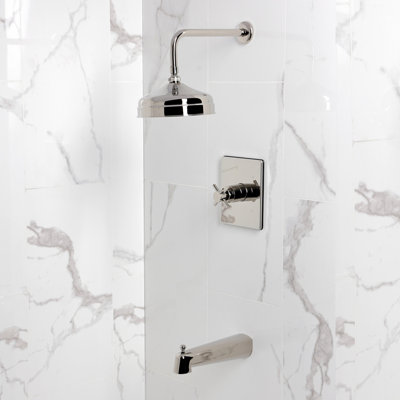 Robinet de baignoire et douche à pression équilibrée à poignée simple Kingston Brass Concord