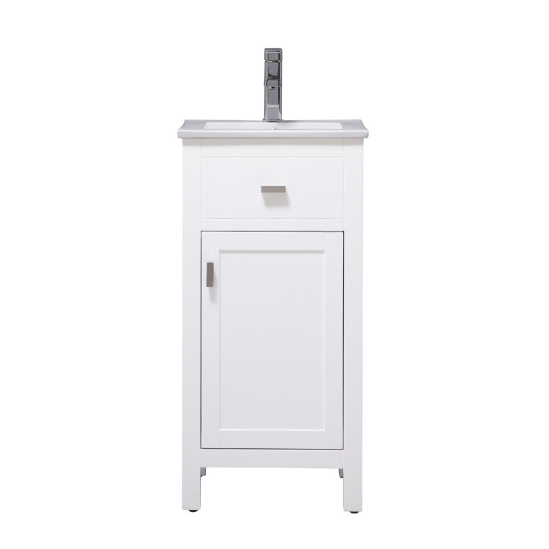 Alessandro 16.38'' Single Bathroom Vanity with Ceramic Top, White