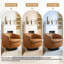 Fauteuil demi-tonneau pivotant rembourré en similicuir brun clair avec base en bois massif-1354437821