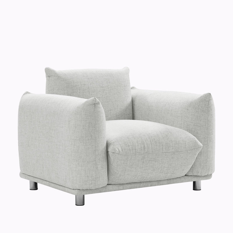 Fauteuil d'appoint rembourré Tranay, Polyester gris clair