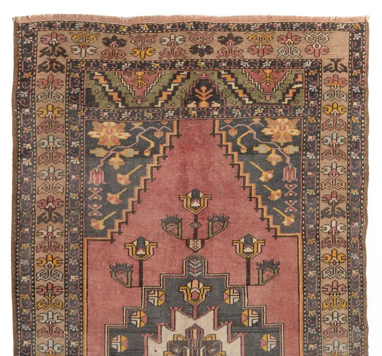 Tapis de village rétro fait à la main, ca 1960, tapis en laine pour la maison et le bureau