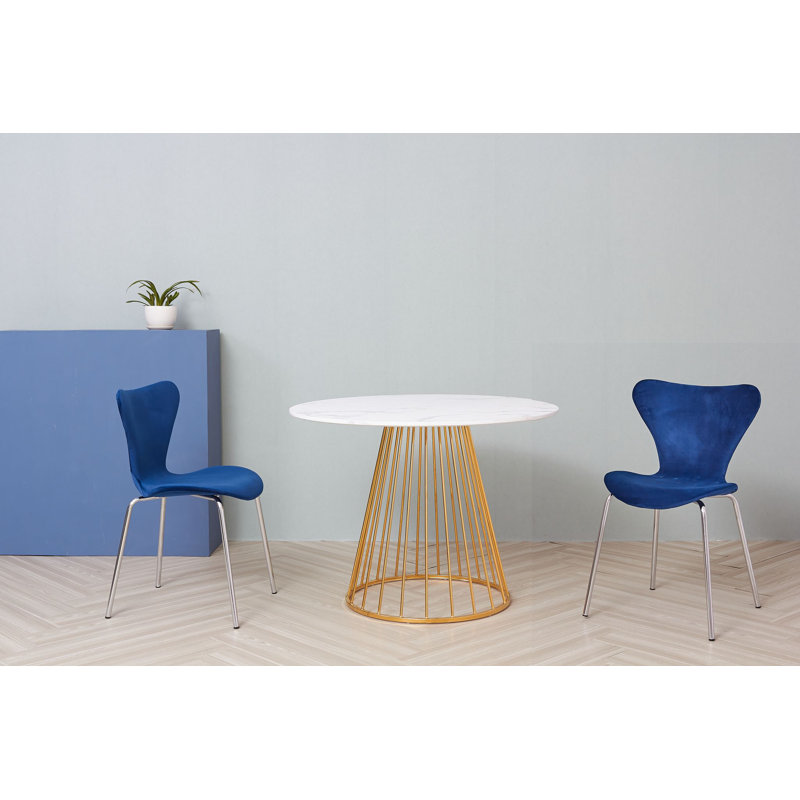 Shelby 47cm H Velvet Upholstered Side Chair, Navy Blue