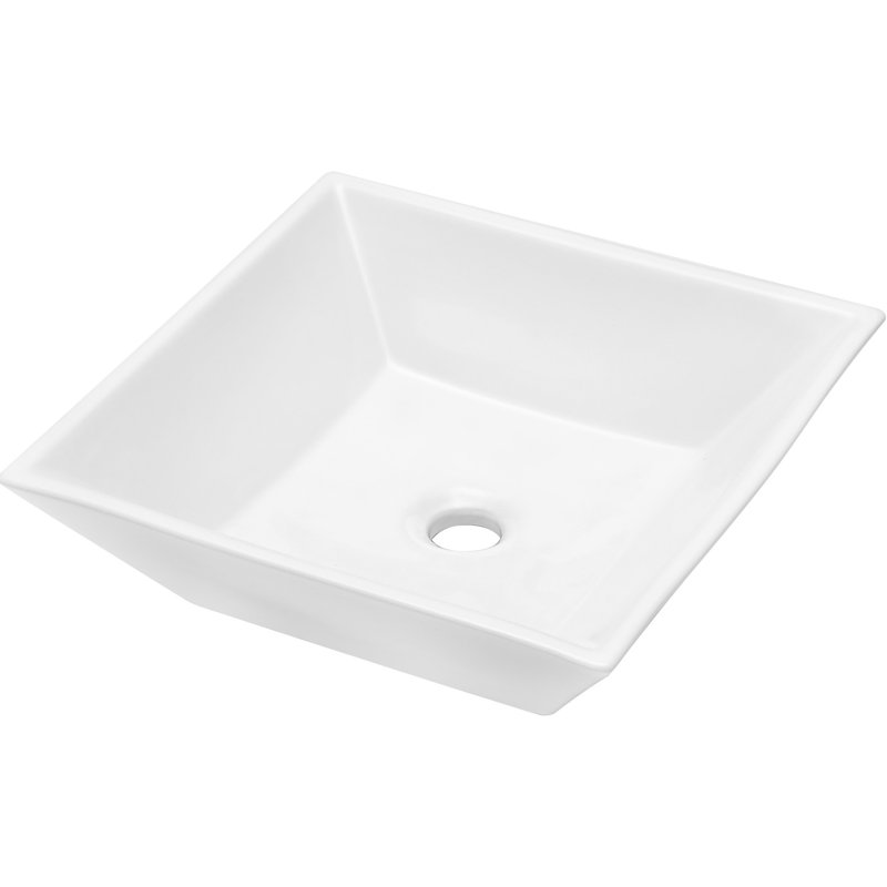 Lavabo vasque carré en céramique blanche 16 x 16 - et pour chauffer, pour les salles de bain élégantes et modernes, avec une saleté