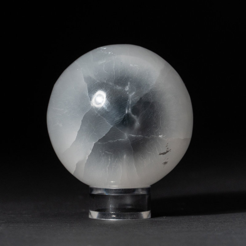 Genuine Natural Cats Eye Selenite Sphere, 2.5" H x 2.5" W x 2.5" D