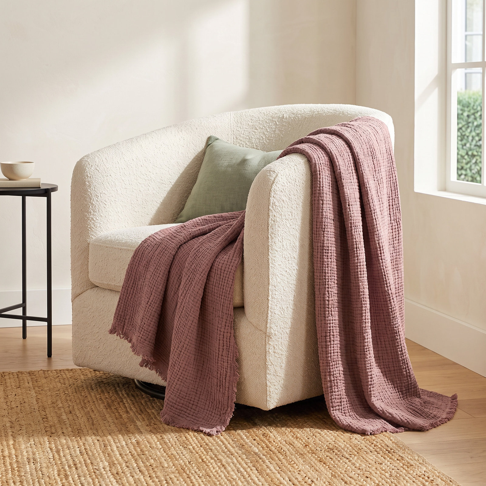 Topanga Matelasse Cotton Throw Blanket, Throw, Plum Blossom