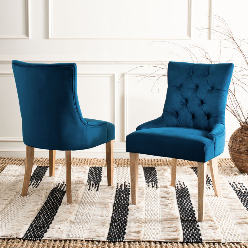 19.5'' H Upholstered Side Chair, White Wash, Light Wood