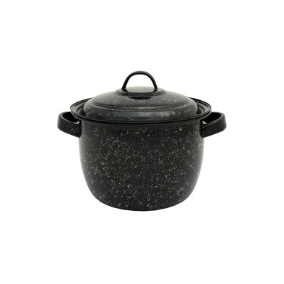 Granite Ware Porcelain Enamel Pot With Lid 7.6 in. 4 qt Black