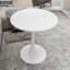 Table basse de 27,6 pouces de style Mid-Century moderne, pouvant accueillir de 2 à 4 personnes, avec un plateau de table rond en marbre veiné de blanc, pour divers décors.-1311374420-1311374419