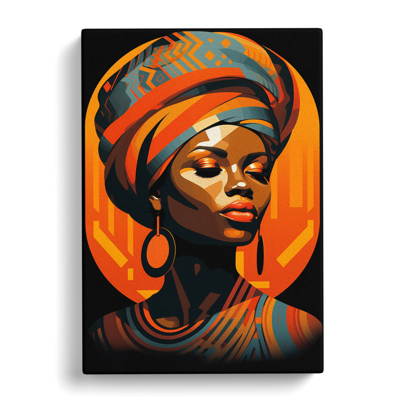 African Woman Op Art - Wrapped Canvas, 50cm H x 35cm W x 3cm D